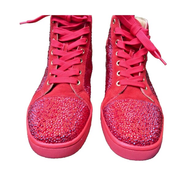 Christian Louboutin Sz 41 US 8 Red Crystal Pavot Suede Custom Strass Sneaker Men main image 9